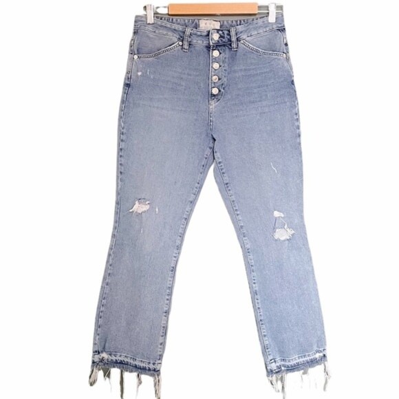 Free People We The Free Raw Hem High Rise Straight Leg Jeans Women’s Size 30 - Picture 11 of 11